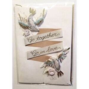 Wedding Congratulations Greeting Card Hallmark Signature Beaded Love Birds 3-D